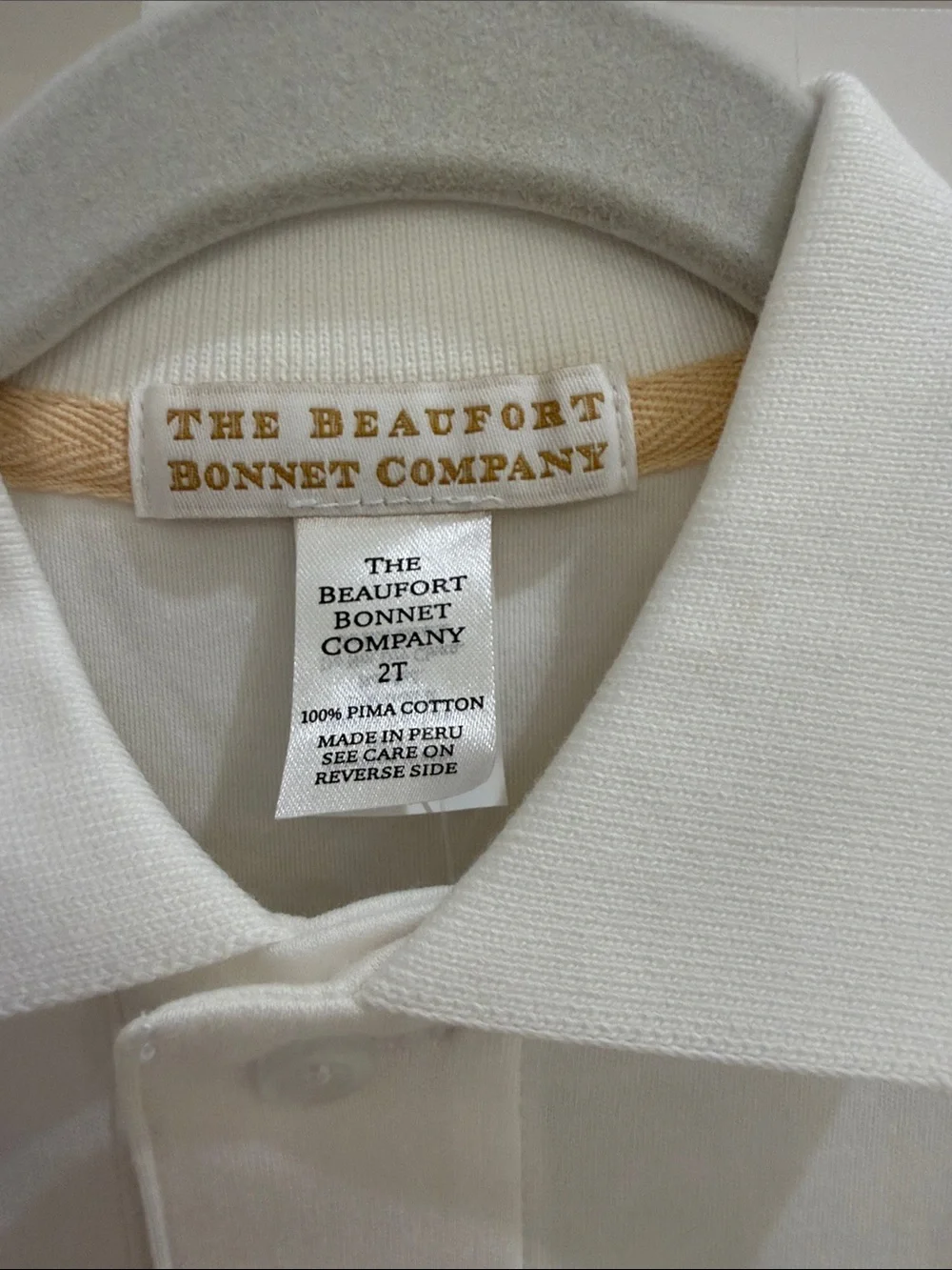 TBBC Prim & Proper Short Sleeve Polo Shirt in Worth Avenue White 2T NWT